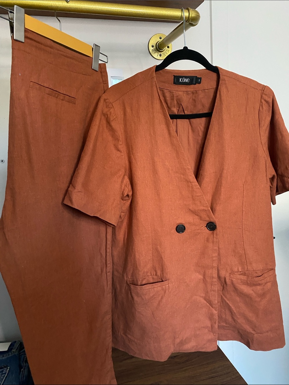 Simons Rust Orange Linen-Blend Jacket - Picture 7 of 17
